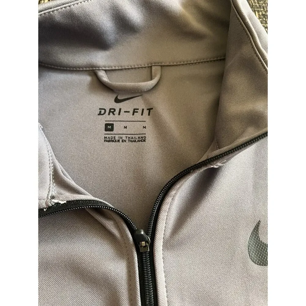 Nike Dri-Fit Full‎ Zip Track Jacket Mens Gray Athletic Training Running Medium